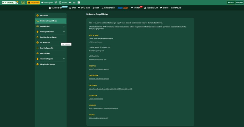inagaming sosyal medya hesapları resmi